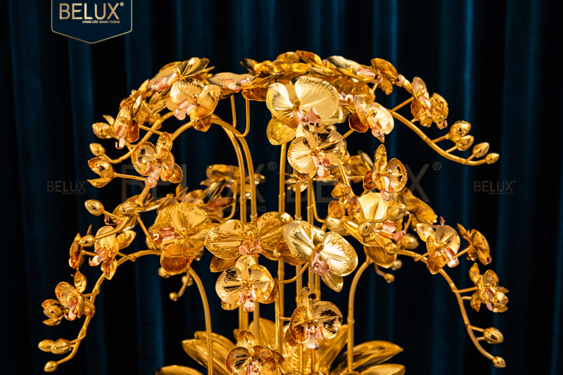 Chậu Lan Vượng Mã mạ vàng 24k cao 62cm